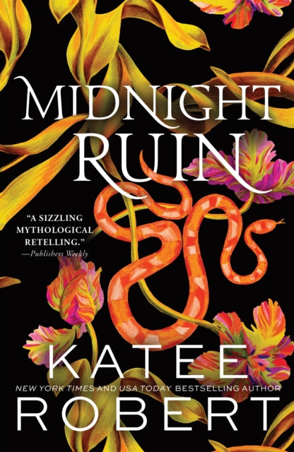 Midnight Ruin book cover with orange snake and flowers.