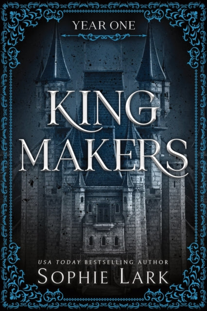 Book cover for Kingmakers Year One featuring a dark castle and the title.