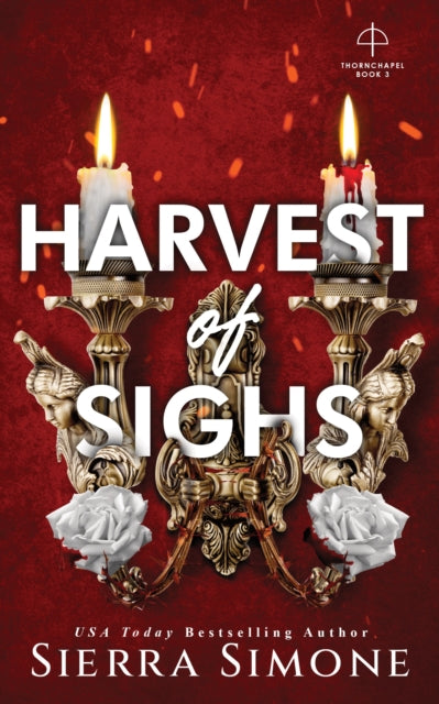 Harvest of Sighs book cover with candles and roses.