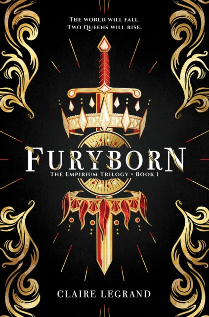Book cover for Furyborn by Claire Legrand featuring a sword and crown.