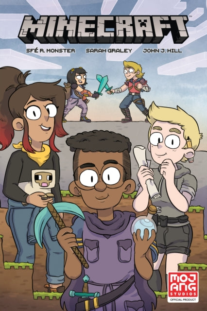 Minecraft Volume 1 graphic novel cover featuring characters and the Minecraft logo.