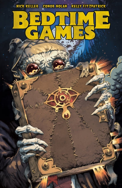 Bedtime Games comic book cover featuring a creature holding a book with an eye symbol.