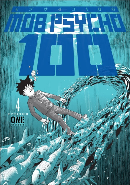 Mob Psycho 100 Volume 4 manga cover featuring Mob surrounded by fish.
