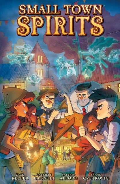 Small Town Spirits comic book cover featuring characters and ghosts.