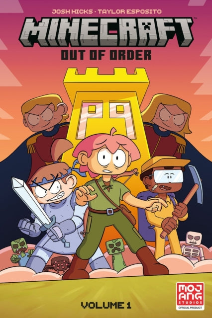 Minecraft: Out of Order Volume 1 comic cover featuring characters and a castle.