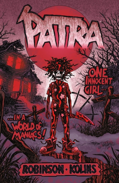 A horror comic cover titled Patra featuring a skull-faced character with a bloody knife.