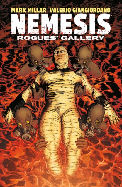 Nemesis: Rogues' Gallery comic cover featuring a bandaged figure surrounded by gas masks.