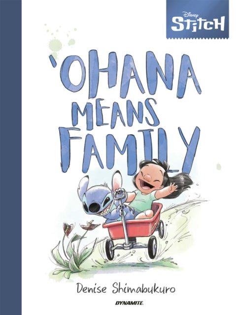 Disney Stitch 'Ohana Means Family book cover with Stitch and Lilo in a wagon.