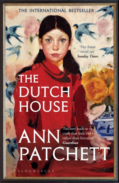 The Dutch House book cover features a painting of a young girl and birds.