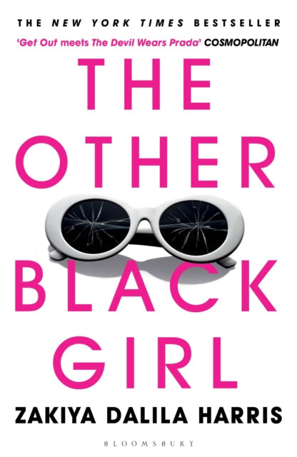 The Other Black Girl book cover with pink text and broken sunglasses.