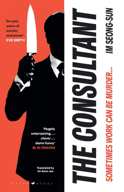 The Consultant book cover features a silhouette of a man holding a knife.