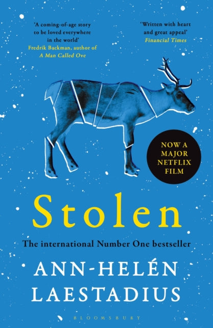 Book cover for Stolen, featuring a blue reindeer and text about a Netflix film.