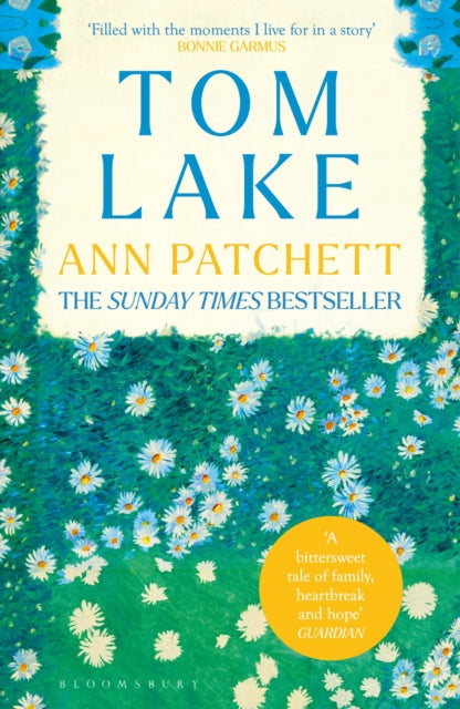 Book cover for Tom Lake by Ann Patchett, featuring a field of daisies.