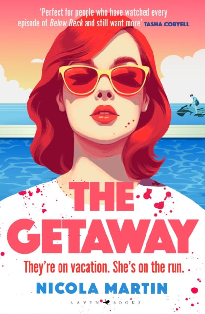 Book cover for "The Getaway" by Nicola Martin featuring a woman with red hair and sunglasses.