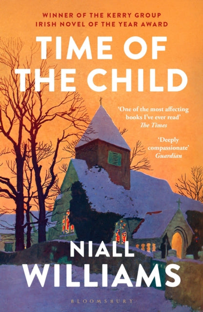 Book cover for Time of the Child by Niall Williams, featuring a snowy church.