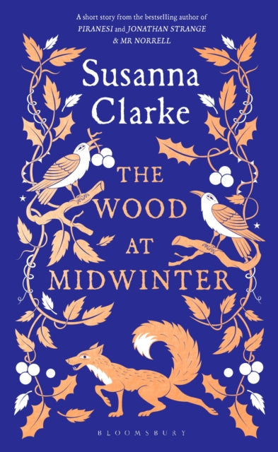The Wood at Midwinter book cover with birds, a fox, and foliage.