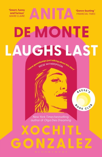 Anita de Monte Laughs Last book cover with yellow and pink design.