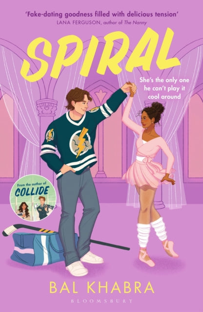 Spiral book cover featuring a hockey player and a ballerina dancing.