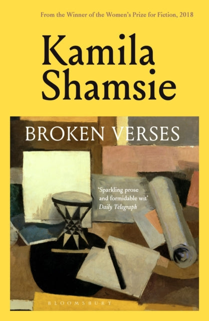 Broken Verses by Kamila Shamsie book cover with abstract art.