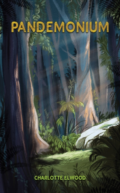 Pandemonium book cover with a jungle scene and author name.