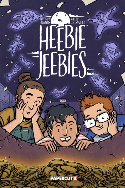 Heebie Jeebies comic book cover featuring three children and floating ghosts.