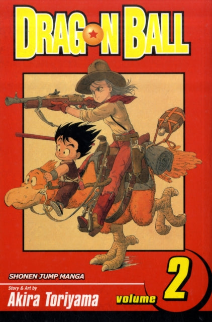Dragon Ball Vol. 2 manga cover featuring Goku and Bulma riding a bird-like creature.