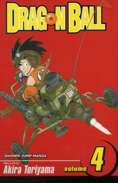 Dragon Ball, Vol. 4 manga cover featuring Goku on a vehicle.