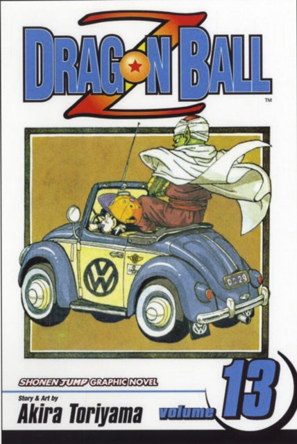 Dragon Ball Z, Vol. 13 graphic novel cover featuring Piccolo and Gohan in a car.