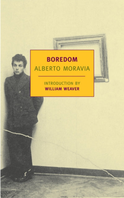 Boredom by Alberto Moravia book cover featuring a man and a picture frame.