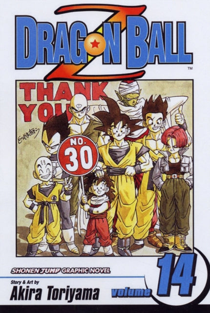 Dragon Ball Z, Vol. 14 graphic novel cover featuring Goku and other characters.