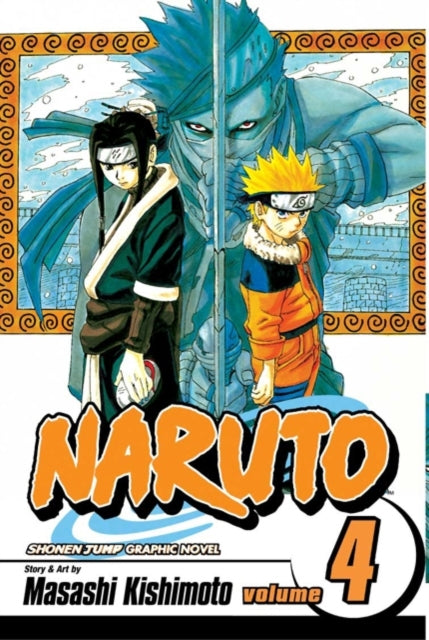 Naruto, Vol. 4 graphic novel cover featuring Naruto, Sasuke, and Zabuza.
