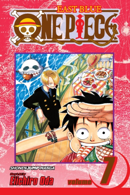 One Piece, Vol. 7 manga cover featuring Luffy and Sanji.