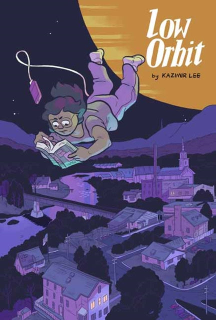 Low Orbit book cover art featuring a person reading while falling through the sky.