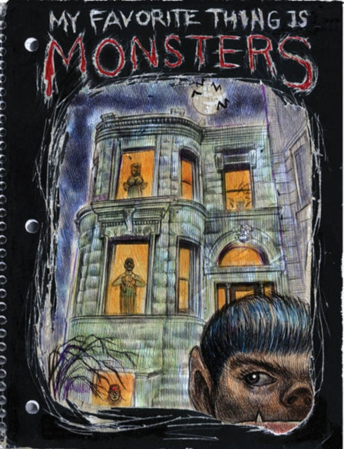 My Favorite Thing is Monsters book cover with a spooky house and monster.