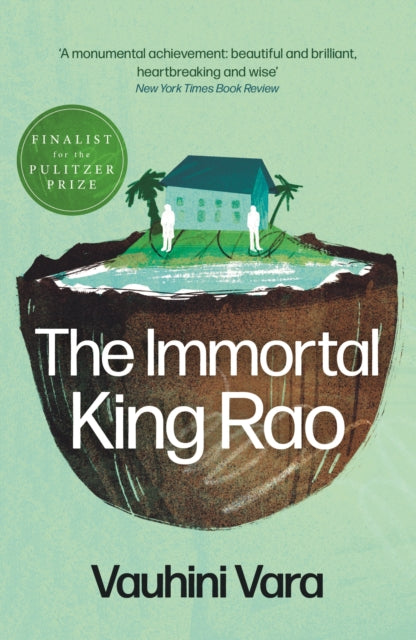 The Immortal King Rao book cover with a stylized island and house.