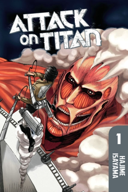 Attack on Titan 1 manga cover featuring Eren and the Colossal Titan.