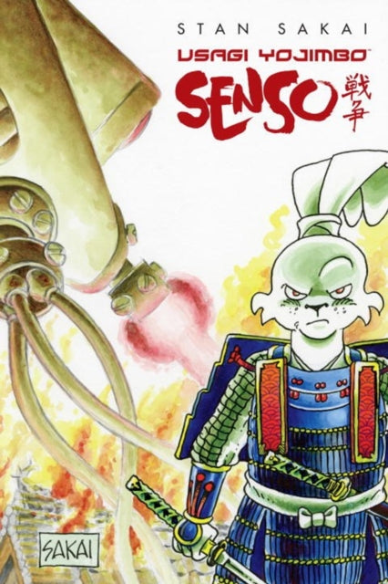 Usagi Yojimbo: Senso comic book cover featuring a rabbit samurai and a mechanical object.