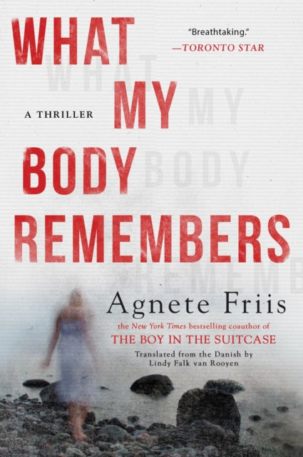 What My Body Remembers book cover with a blurred figure on a rocky shore.