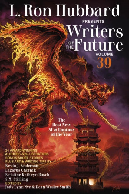 L. Ron Hubbard Presents Writers of the Future Volume 39 book cover featuring a dragon.