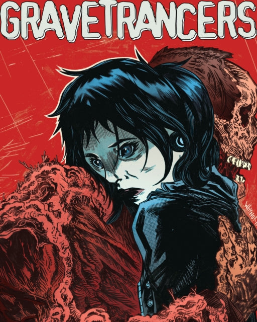 Comic book cover art for Gravetrancers featuring a young woman and a zombie.