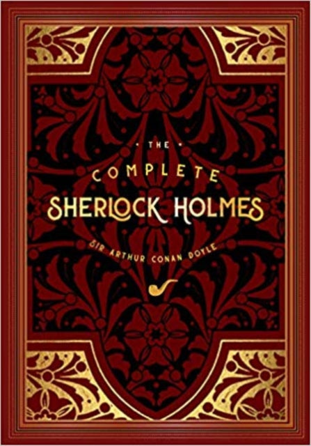 The Complete Sherlock Holmes book cover with ornate red and gold design.