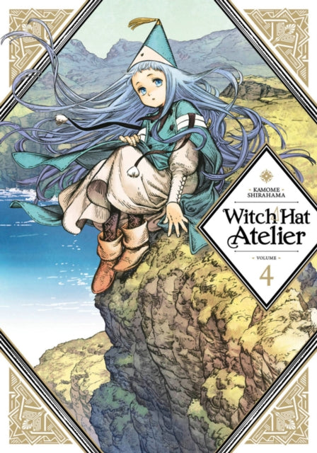 Witch Hat Atelier Volume 4 manga cover featuring a young witch sitting on a cliff.