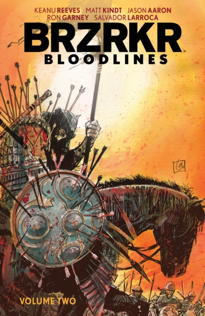 BRZRKR Bloodlines Vol. 2 comic book cover featuring a warrior on horseback.