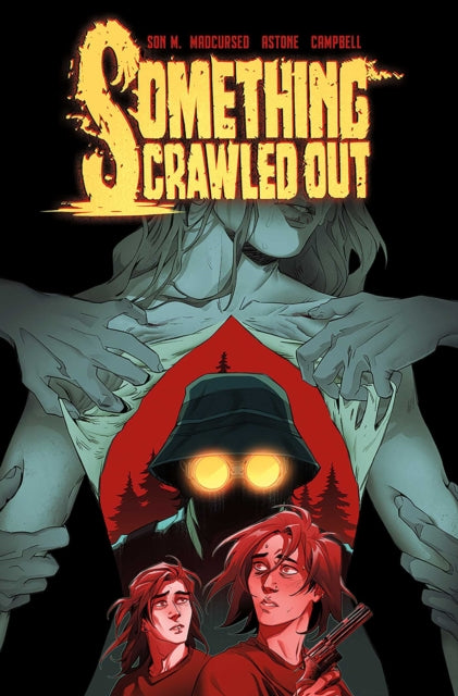 Comic book cover for "Something Crawled Out" featuring a distressed woman and a shadowy figure.