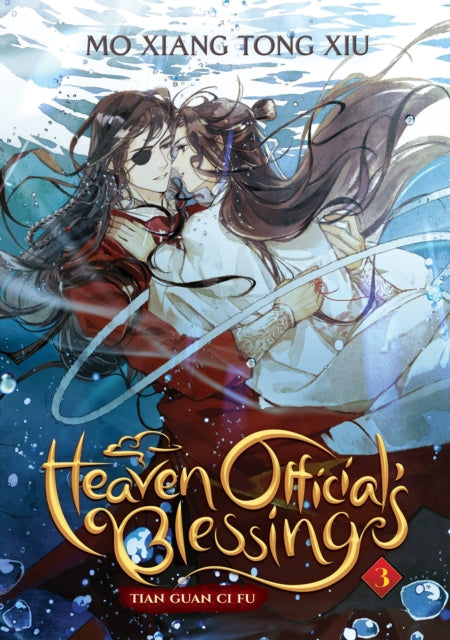 Heaven Official's Blessing Vol. 3 book cover with two men embracing underwater.