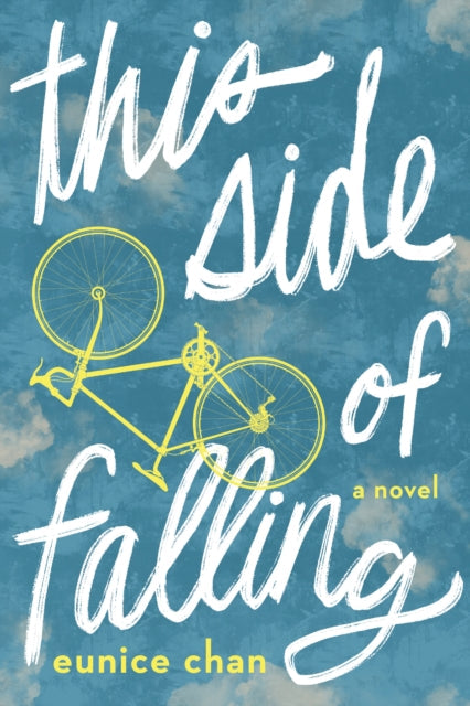 This Side of Falling book cover with a yellow bicycle and clouds.