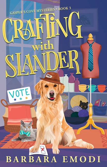 Book cover for "Crafting with Slander" featuring a dog and cat.