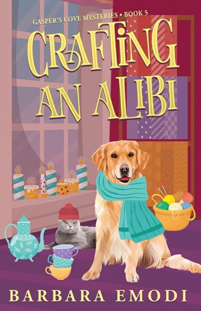 Book cover for "Crafting an Alibi" featuring a dog and cat.