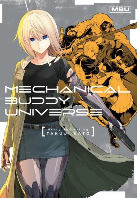 Mechanical Buddy Universe manga cover featuring a blonde woman and armed figures.