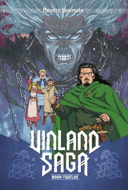 Vinland Saga 12 book cover featuring characters and a large, menacing face.
